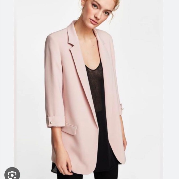 Zara Jackets & Blazers - Zara white  blazer with pearl ruched sleeve